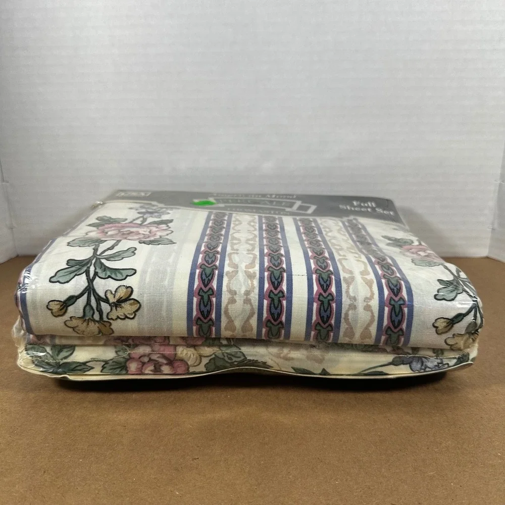 Thomaston American Mood Full Sheet Set Joanne Floral Ivory New Vintage USA